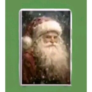 Santa Claus Portrait Canvas Christmas Art Wall Hanging VTG Painting Farmhouse